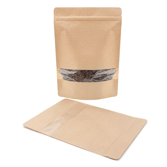 Doypack Kraft avec fenêtre horizontale 21x8.9x29.2cm | 510g (100 pièces) [ZBGW5K]