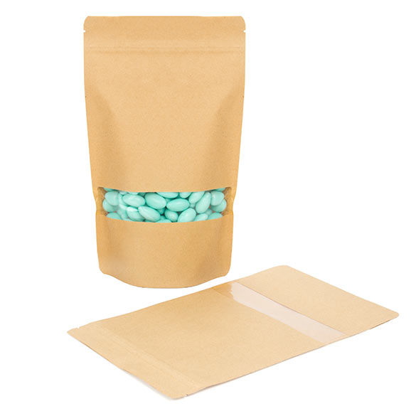 Doypack Kraft avec fenêtre horizontale 17.1x8.9x28.5cm | 340g (100 pièces) [ZBGW4K]