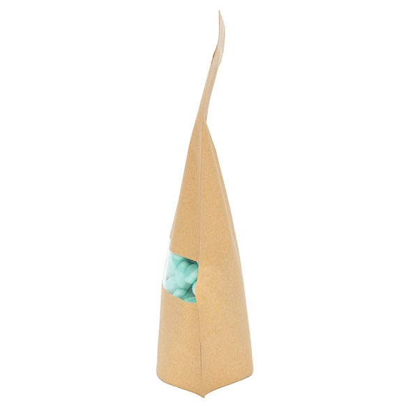 Doypack Kraft avec fenêtre horizontale 17.1x8.9x28.5cm | 340g (100 pièces) [ZBGW4K]