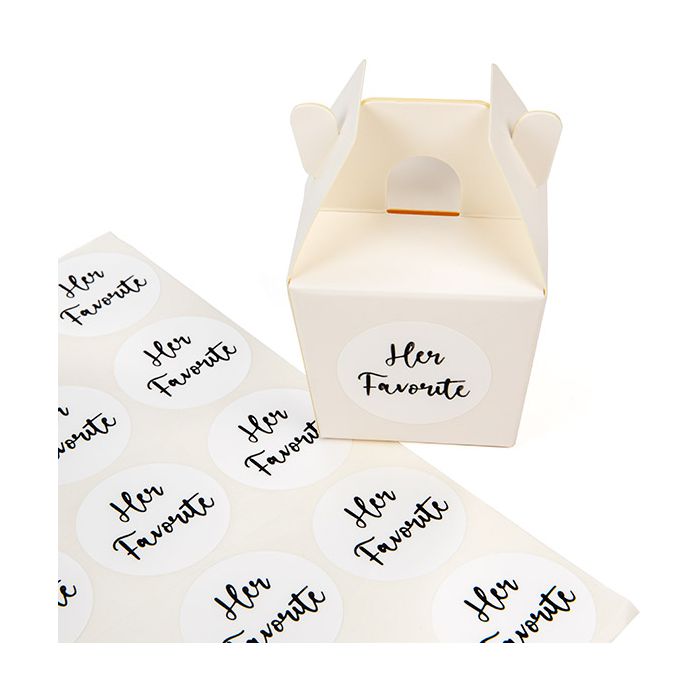 Autocollant rond Her Favorite (Blanc avec Texte Noir) 3,8 cm (1 Feuille) [LS1HHER]