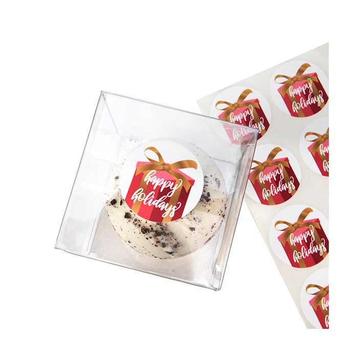 Autocollant rond rond Rouge/Blanc avec Texte Blanc 3,8 cm (1 Feuille) [LS1HHH]