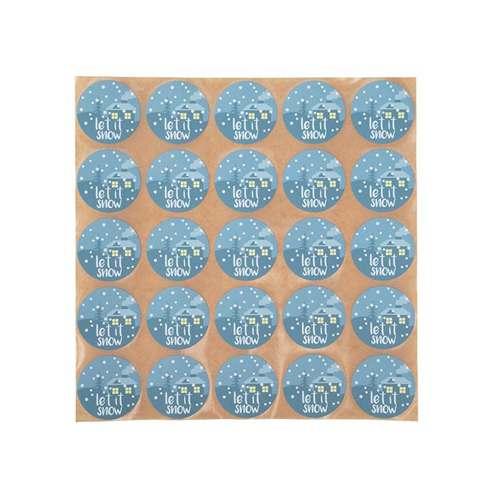 Autocollant rond Let It Snow (Bleu avec Tampon Chaud Blanc) 3,8 cm (1 Feuille) [LS1HLIS]