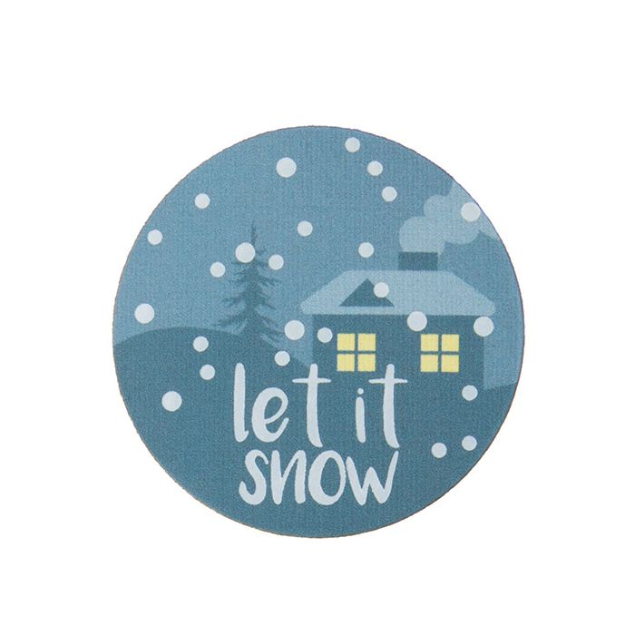 Stickers Round Let It Snow (Blue w/ White Hot Stamp) 3,8 cm (1 Sheet)