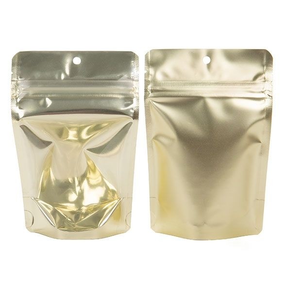 Doypack avec dos Or mat 10.2x6x15.2cm | 57g (100 pièces) [ZBGMG2]