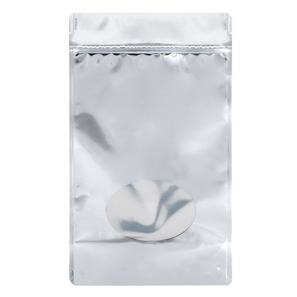Doypack Métallisé Argenté avec fenêtre ovale 17.1x8.9x28.6cm | 340g (100 pièces) [ZBGMO4S]