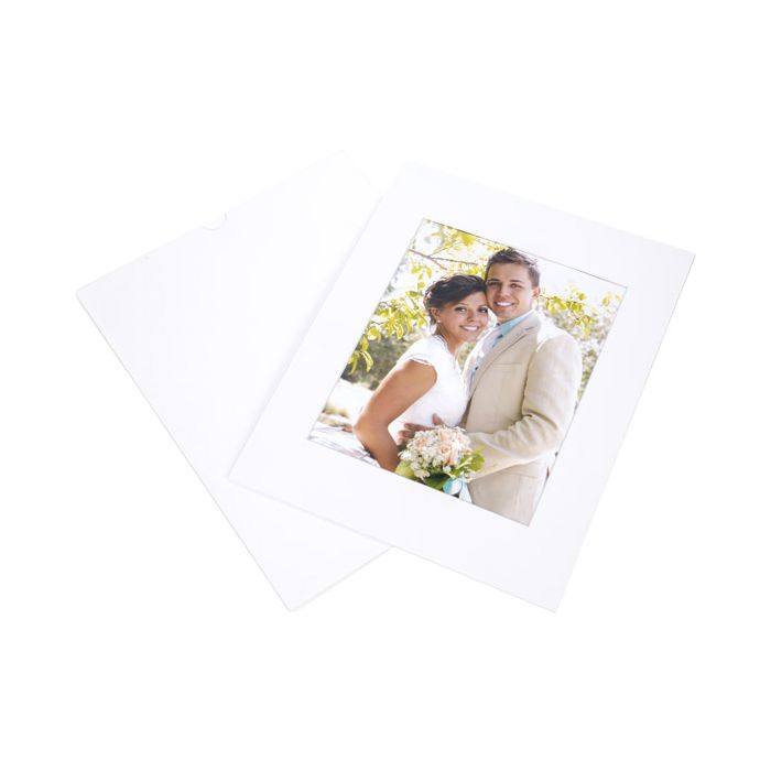 Slip-In Mat, 279x356mm White/White Core, 191 x 241mm Inner Cut (10 Pieces) [MS40002]