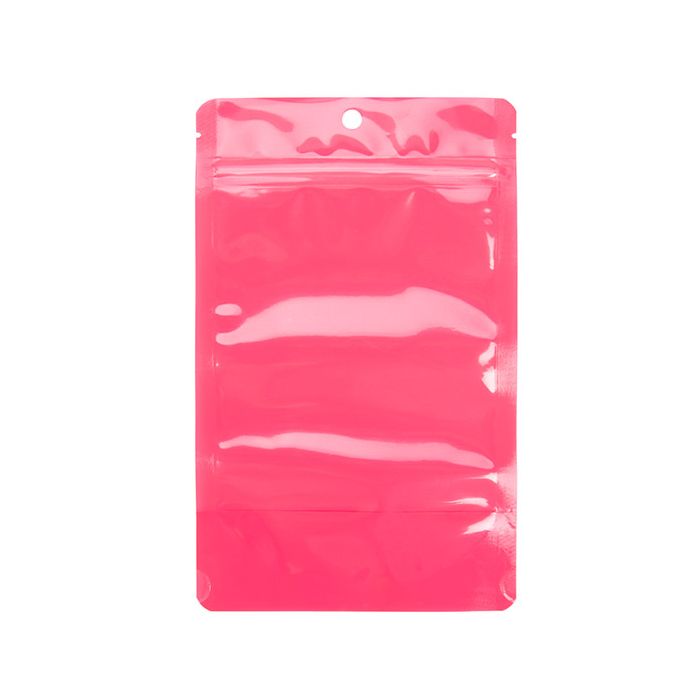 Doypack Rose Fluo 13x7.9x20.6cm avec trou de suspension (100 pièces) [ZBGN3PK]