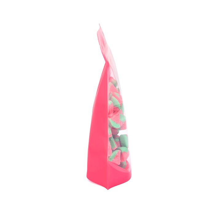 Doypack Rose Fluo 13x7.9x20.6cm avec trou de suspension (100 pièces) [ZBGN3PK]