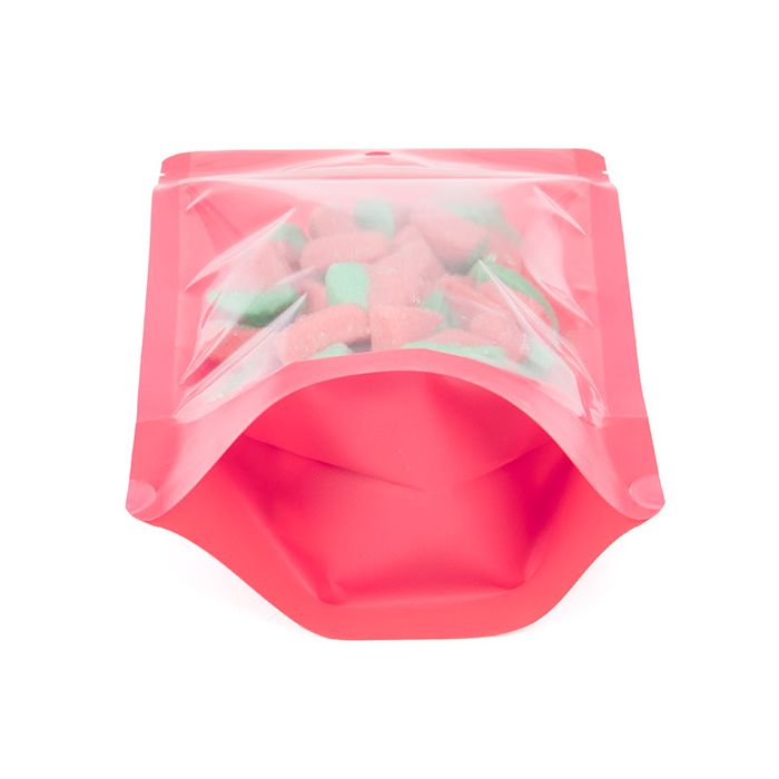 Doypack Rose Fluo 13x7.9x20.6cm avec trou de suspension (100 pièces) [ZBGN3PK]