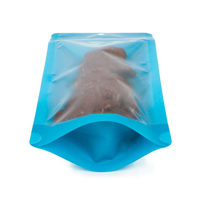 Doypack bleu fluo 10.8x6x23.8cm avec trou de suspension (100 pièces) [ZBGN1NBL]