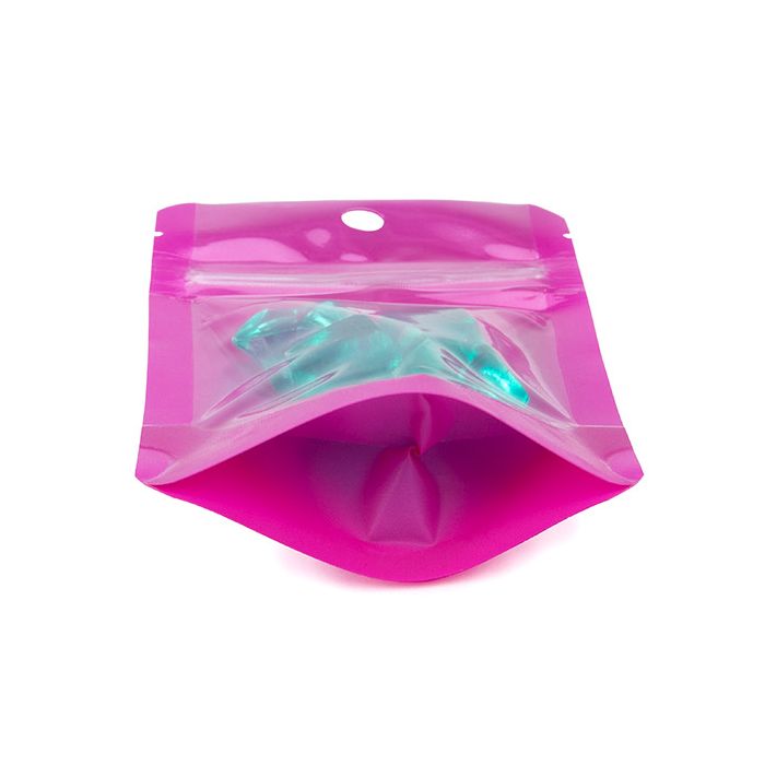 Doypack Violet fluo 7.9x5.1x13cm avec trou de suspension (100 pièces) [ZBGN1PR]