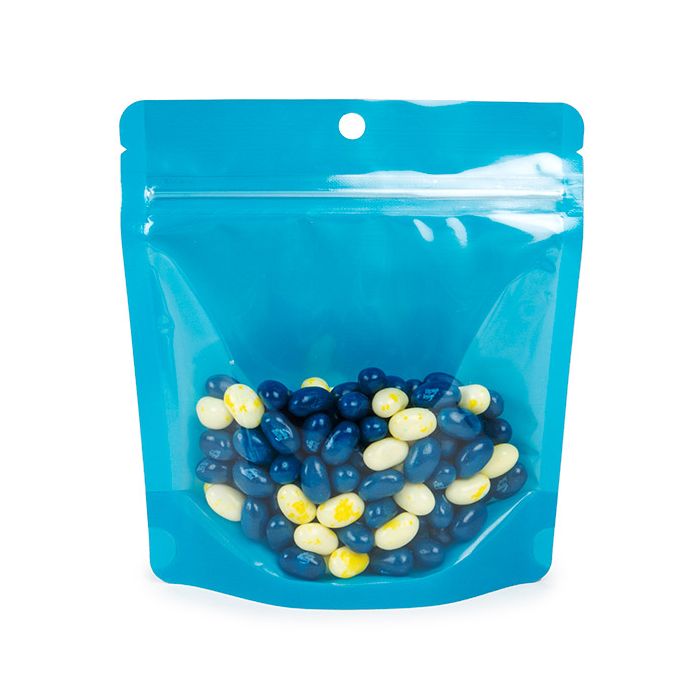 Doypack Bleu néon 15.9x6.4x14.6cm avec trou de suspension (100 pièces) [ZBGNSHZBL]