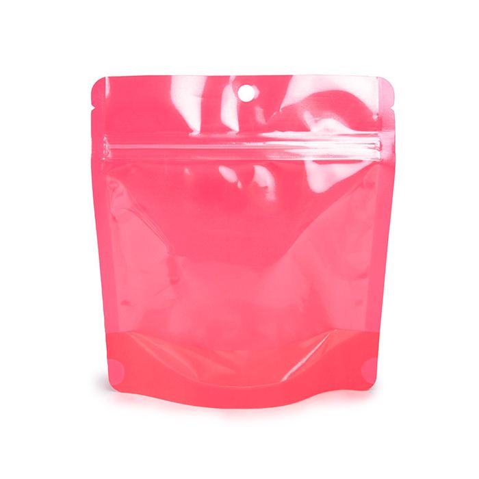 Doypack Rose Fluo 15.9x6.4x14.6cm avec trou de suspension (100 pièces) [ZBGNSHZPK]