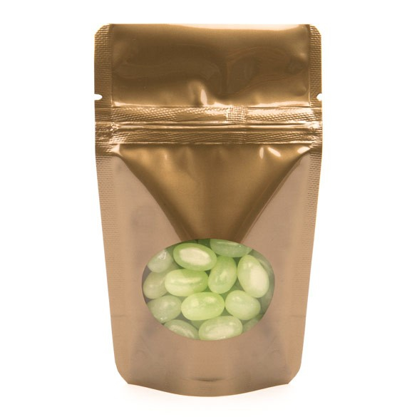 Doypack Bronze avec fenêtre ovale 8x5x13cm | 28g (100 pièces) [ZBGO1BZ]