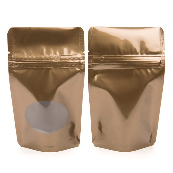 Doypack Bronze avec fenêtre ovale 8x5x13cm | 28g (100 pièces) [ZBGO1BZ]