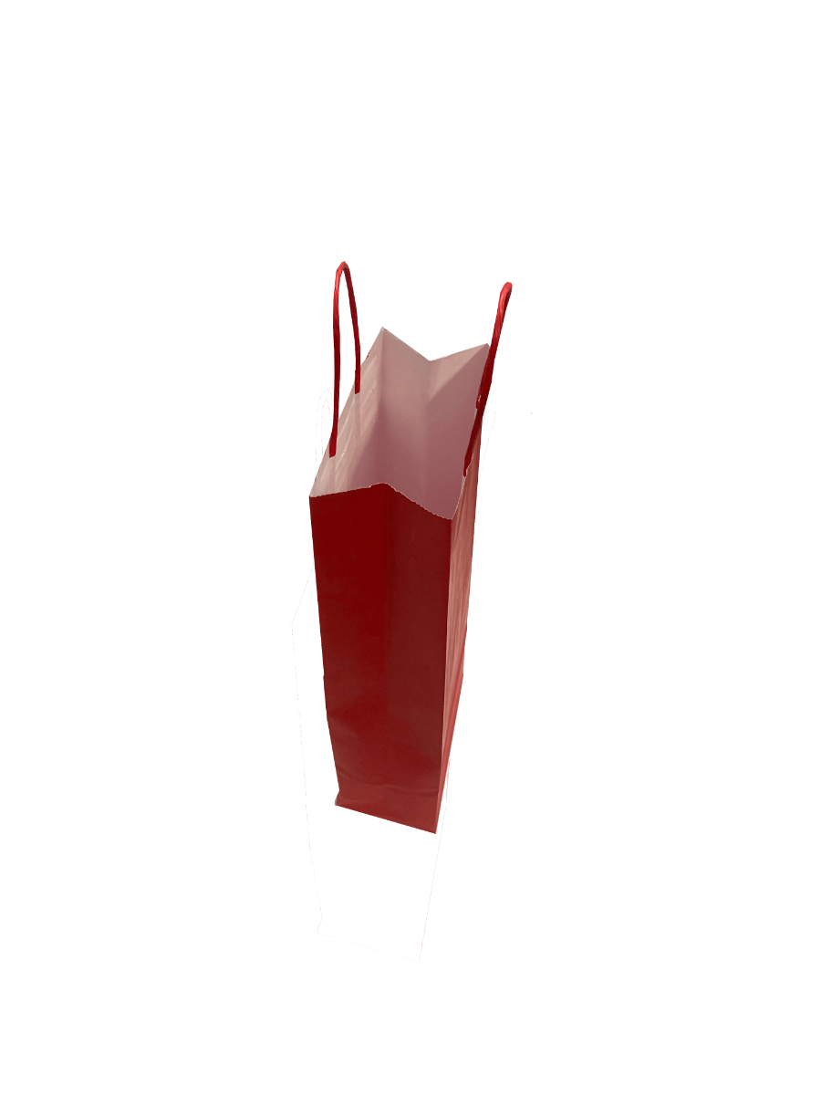 Sac à bouteilles en papier kraft rouge 110 g/m 14x8x39 cm (50 pcs) [PAWF1439BR]