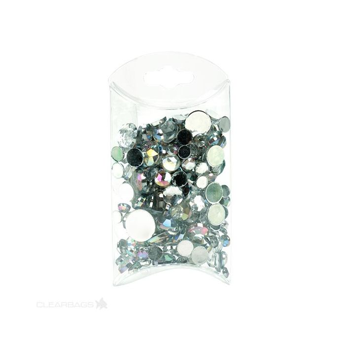 Petites boites berlingot à transparence cristalline 5.1x1.9x7.6cm (Crochet pour suspension optionnel) (25 pièces) [PB75]