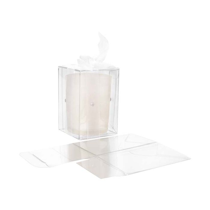 Boîtier cadeau à transparence cristalline avec fond pop up 5.1x5.1x7.6cm (25 Pièces) [PLB139]