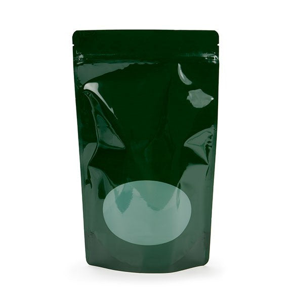 Stand Up Pouches Green with oval Window 10x6x15cm | 57 grams