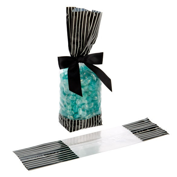 Sachet SOS imprimé noirs avec rayures crème 6.7x4.8x27.3 cm (100 pièces) [G2BKC]
