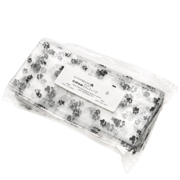 Sachet SOS imprimé patte de chien 8.9x5.1x19.1cm (100 pièces) [G3PAW]