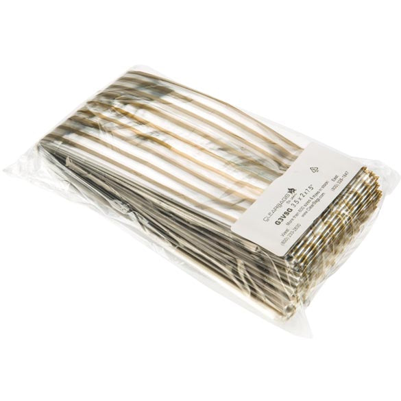 Sachet SOS imprimé bandes dorées 8.9x5.1x19.1cm (100 pièces) [G3VSG]