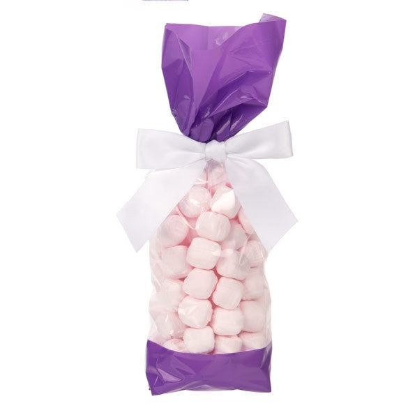 Sachet SOS imprimé transparent avec extrémités en violets 6.7x4.8x 27.3 cm (100 pièces) [G2PL]