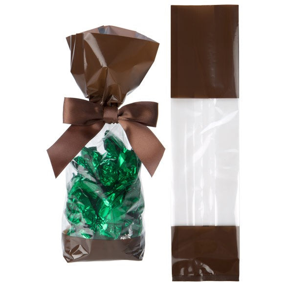 Sachet SOS imprimé transparent avec extrémités marron 6.7x4.8x27.3 cm (100 pièces) [G2BN]