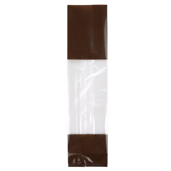 Sachet SOS imprimé transparent avec extrémités marron 6.7x4.8x27.3 cm (100 pièces) [G2BN]