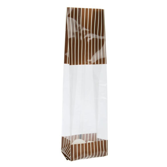 Sachet SOS imprimé avec rayures marrons/crèmes 6.7x4.8x27.3 cm (100 pièces) [G2BNC]