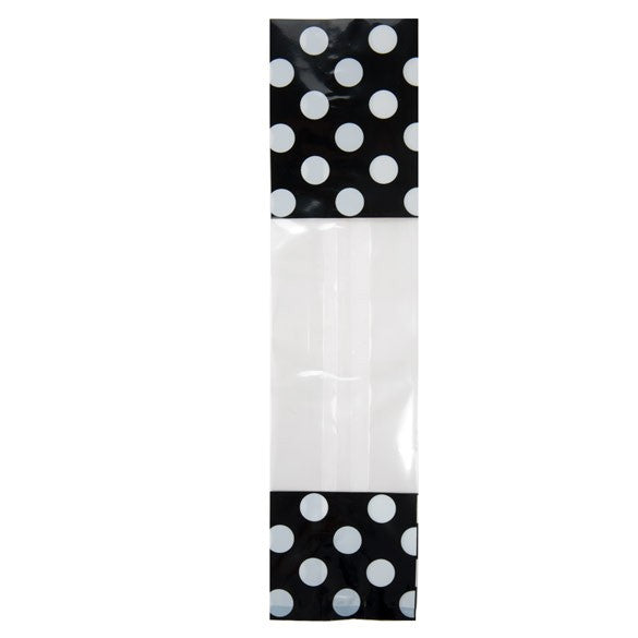 Sachet SOS imprimé noirs avec pois blancs, 6.7x4.8x27.3 cm (100 pièces) [G2BW]