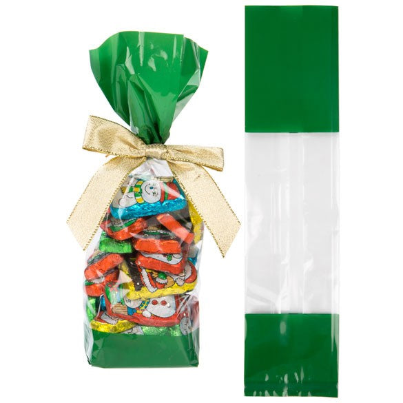 Sachet SOS imprimé transparent avec extrémités vertes 6.7x4.8x27.3 cm (100 pièces) [G2GR]
