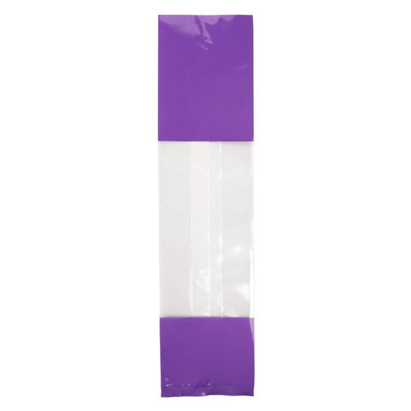 Sachet SOS imprimé transparent avec extrémités en violets 6.7x4.8x 27.3 cm (100 pièces) [G2PL]