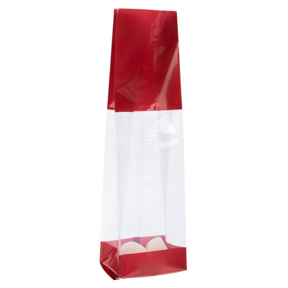 Sachet SOS imprimé transparent avec extrémités rouges 6.7x4.8x27.3 cm (100 pièces) [G2RD]