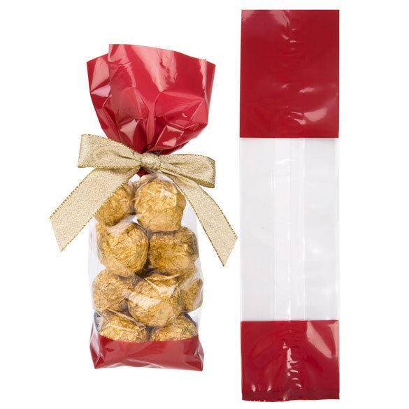 Sachet SOS imprimé transparent avec extrémités rouges 6.7x4.8x27.3 cm (100 pièces) [G2RD]