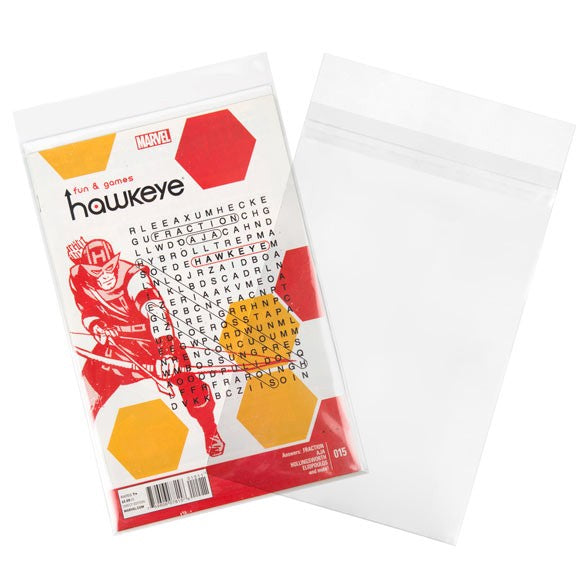 Sachet plastique refermable transparent avec rabat sécurisé pour comic 17.5x26 + 3 cm. (100 pièces) [COMIC1PC]