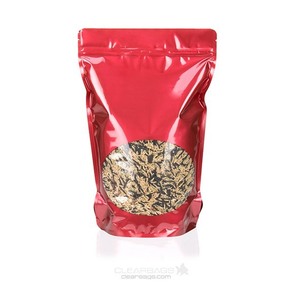 Doypack Rouge avec fenêtre 22.9x12.1x34.3cm | 907g (100 pièces) [ZBGO6R]