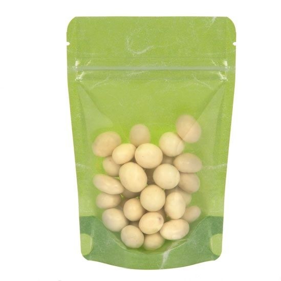 Doypack papier de riz Vert avec avant transparant 10.2x6x15.2cm | 57g (100 pièces) [ZBGR2GRC]
