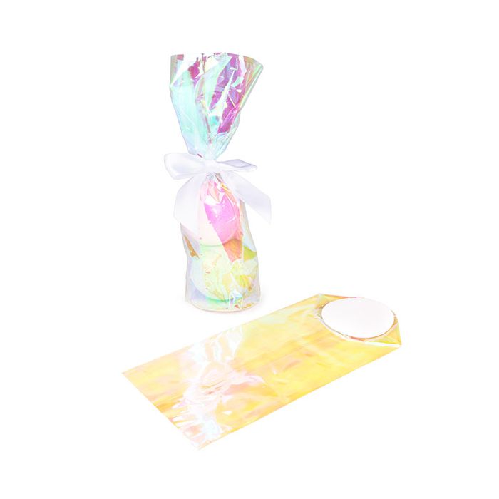 Sachet a Fond Rond Irisé 7x25,4cm avec insert en papier (50 pièces) [RPBGH2]