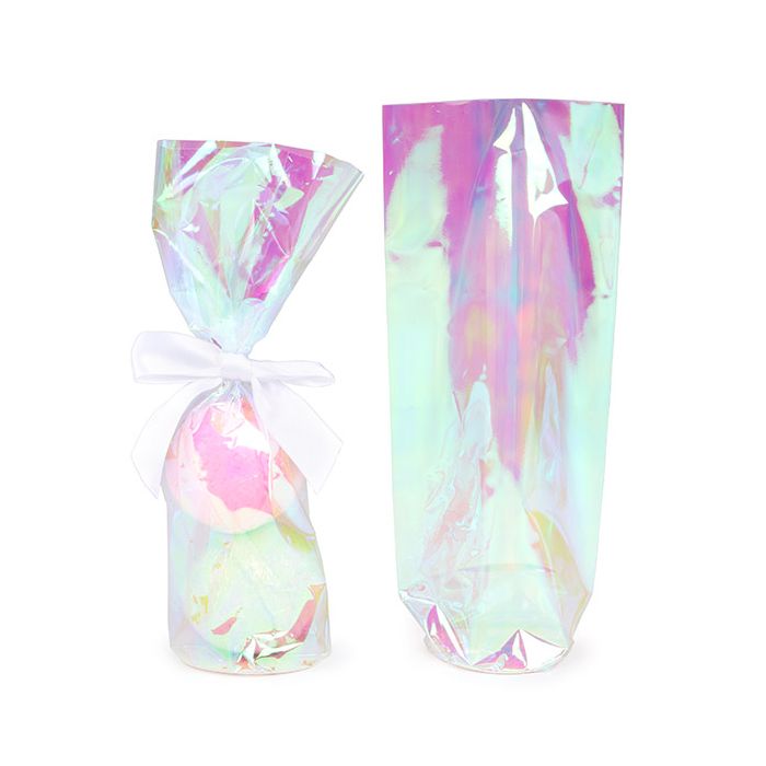 Sachet a Fond Rond Irisé 7x25,4cm avec insert en papier (50 pièces) [RPBGH2]