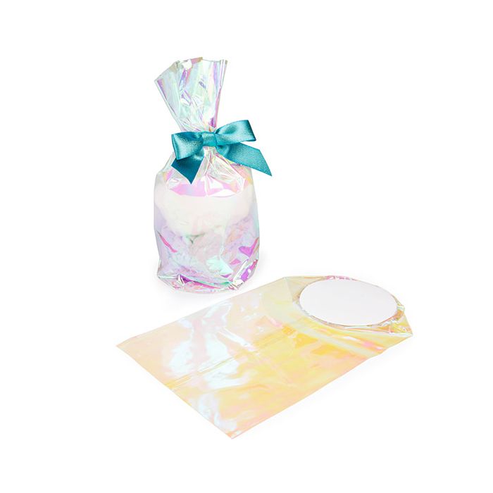 Sachet a Fond Rond Irisé 10,2x25,4cm avec insert en papier (50 pièces) [RPBGH4]