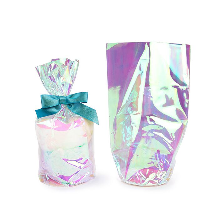 Sachet a Fond Rond Irisé 10,2x25,4cm avec insert en papier (50 pièces) [RPBGH4]