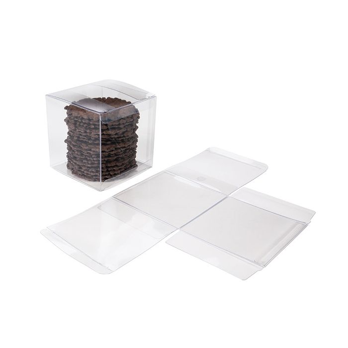 Boites cadeau rPET plastique à transparence cristalline 10.2x10.2x10.2 cm (25 pièces) [FB56R]
