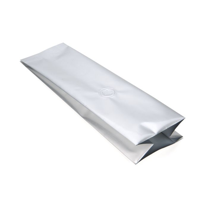 Sachet à café argent avec valve d'aération 8.5x6.5x33 cm (50 pièces) [SGC2S]