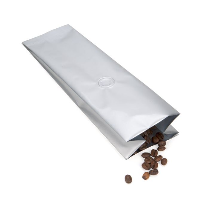 Sachet à café argent avec valve d'aération 8.5x6.5x33 cm (50 pièces) [SGC2S]