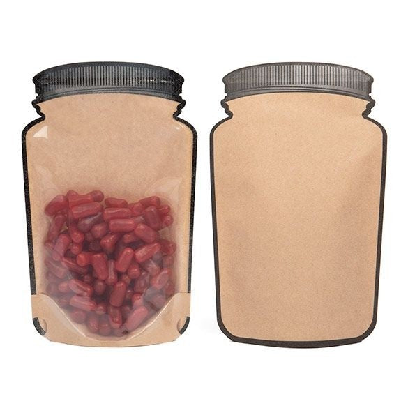 Kraft Jarre a cookie Doypack avec fond transparent 13x7.6x20.6 cm (100 Pieces) [SP3KC]