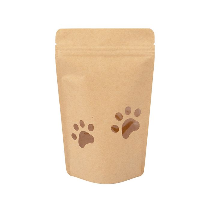 Doypack en Kraft avec deux fenêtres en patte de chien 13x7.9x20.6cm (25 pièces) [ZBGW3KP]