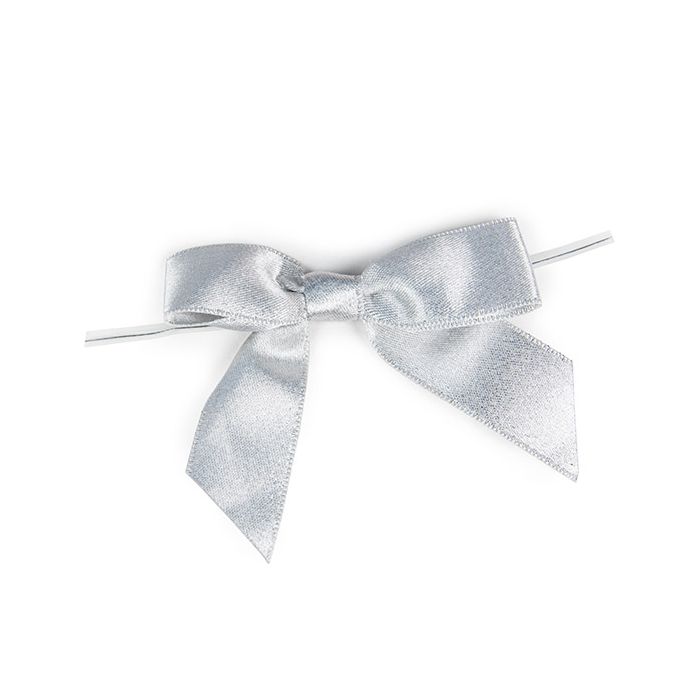 Pre-tied Bow Metallic Silver 8.9 cm