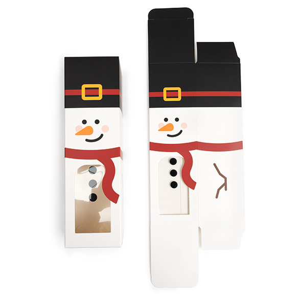 Boîte en papier bonhomme de neige avec fenêtre 5,7x5,7x20,3 cm (25 pcs) [SKB228SN]