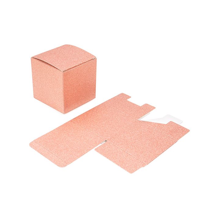 Boîte pliante Or Rose pailletée 7,6x7,6x7,6 cm (25 pièces) [FB2RG]